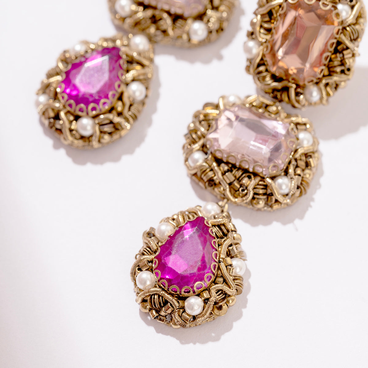 Detail ofDeepa Gurnani Handmade Indu Earrings in Fuchsia color