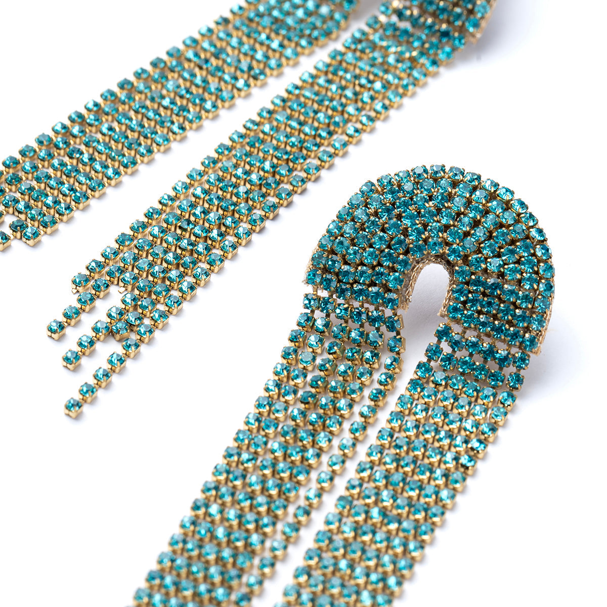 Deepa by Deepa Gurnani Handmade Turquoise Warren Earrings close up view