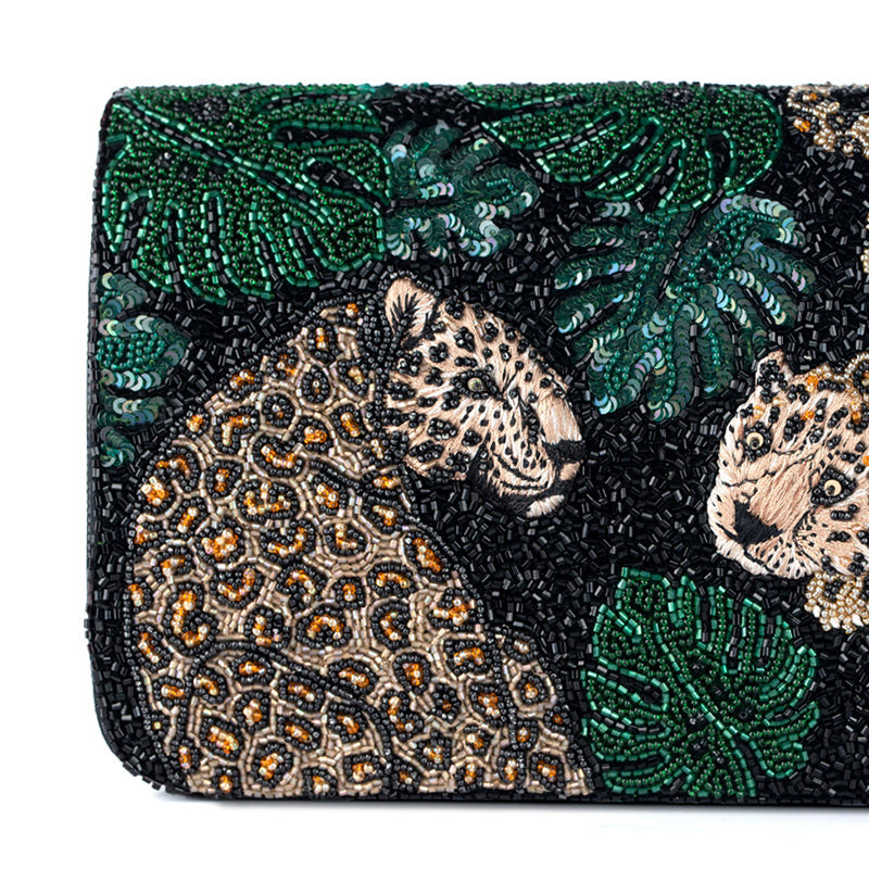 Detail Of Deepa Gurnani Handmade Dorette Clutch in Black color