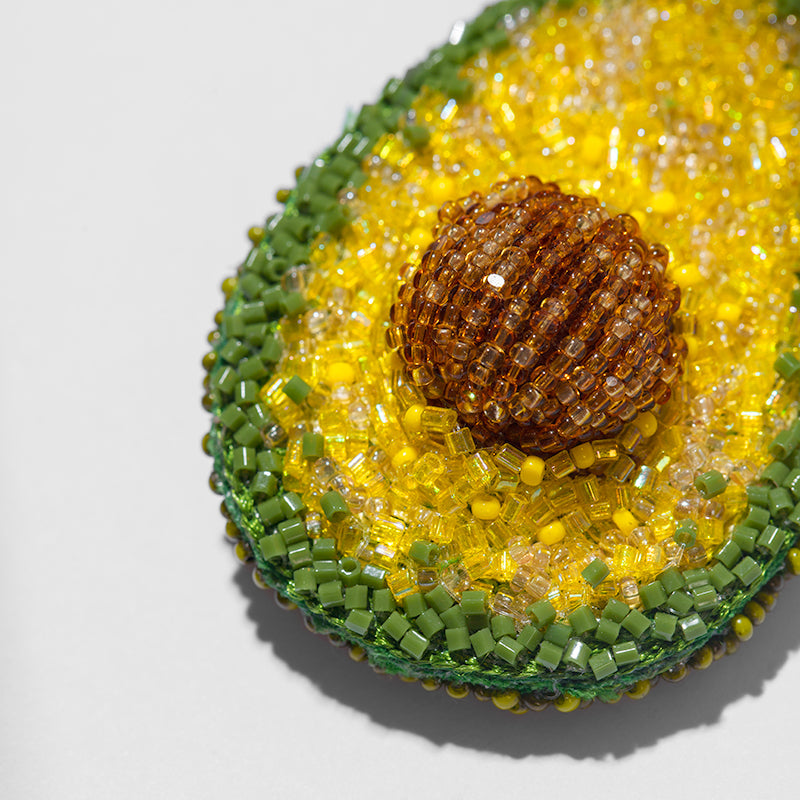 Detail Of Deepa Gurnani handmade Avocado Brooch in Green color
