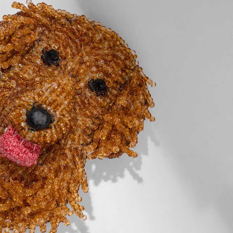 Detail of Deepa Gurnani handmade Golden Retriever Brooch