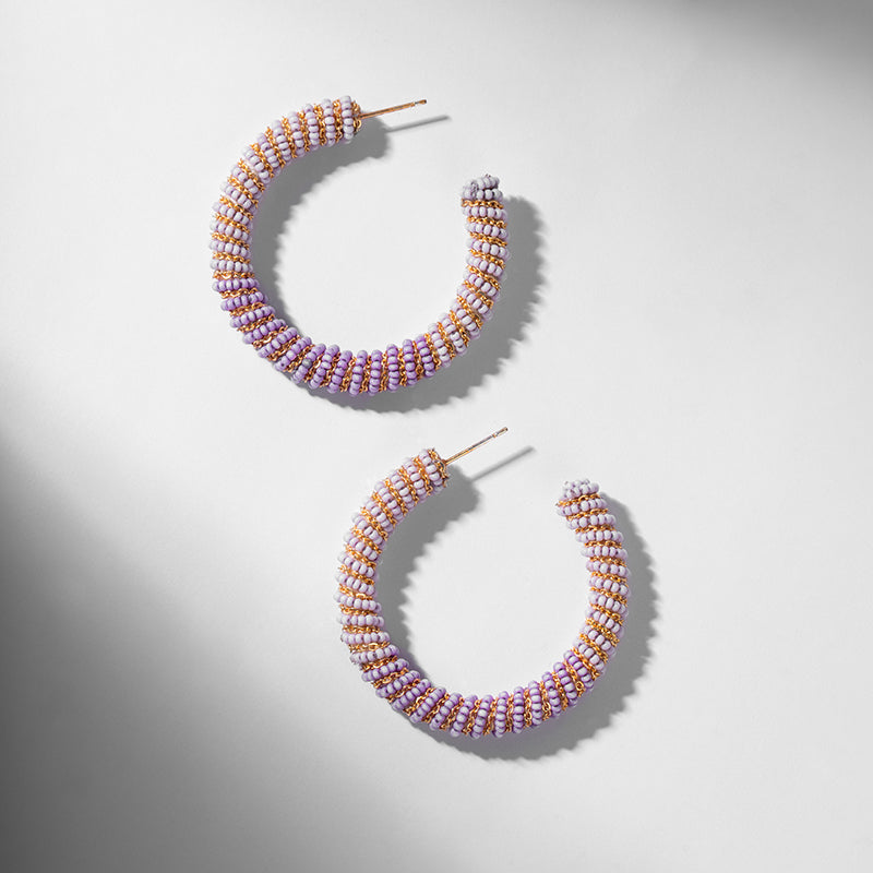Deepa by Deepa Gurnani Handmade Misia Earrings In Multi Lavender Color