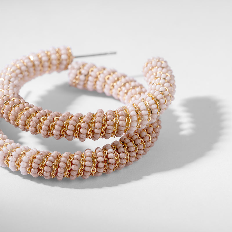 Detail Of Deepa by Deepa Gurnani Handmade Misia Earrings In Multi Dusty Pink Color