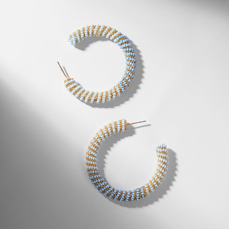Deepa by Deepa Gurnani Handmade Misia Earrings In Multi Baby Blue Color