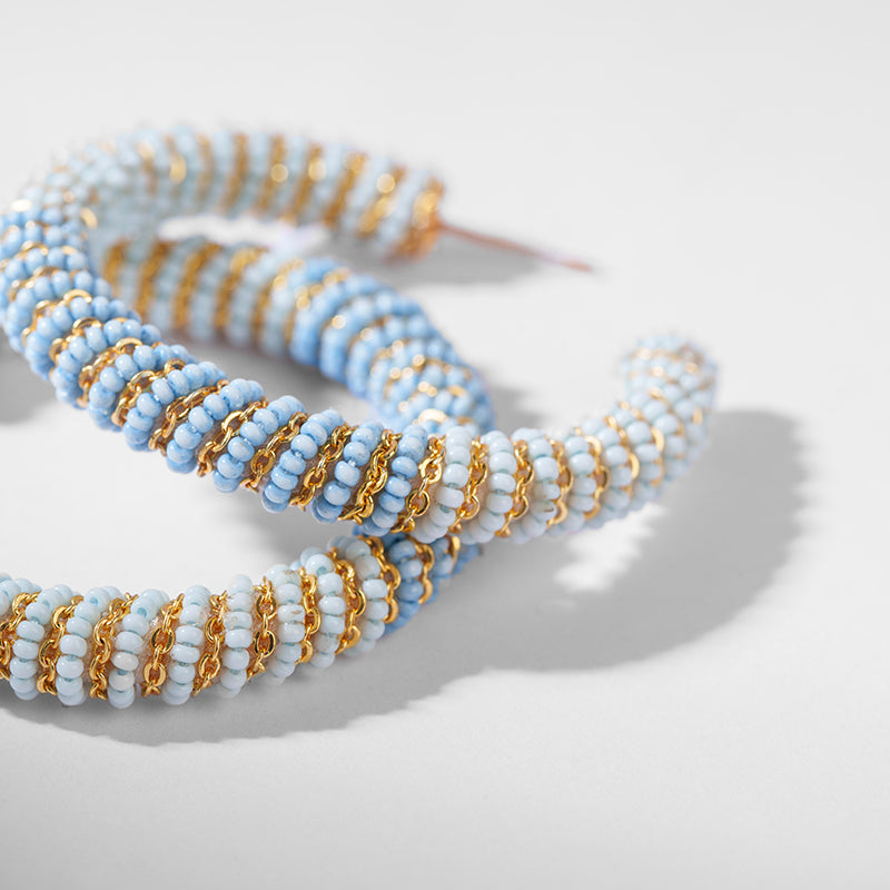 Detail Of Deepa by Deepa Gurnani Handmade Misia Earrings In Multi Baby Blue Color