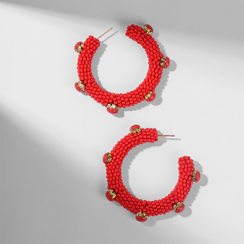 Deepa by Deepa Gurnani Handmade Hayes Earrings in Red Color