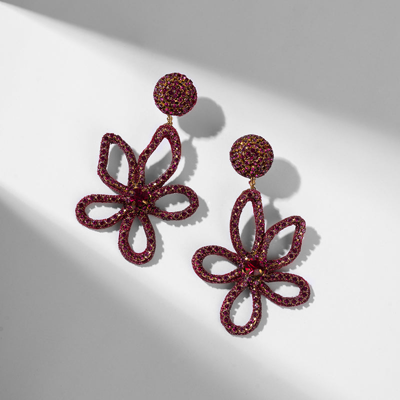 Deepa by Deepa Gurnani Handmade Fiorella Earrings In Fuchsia Color