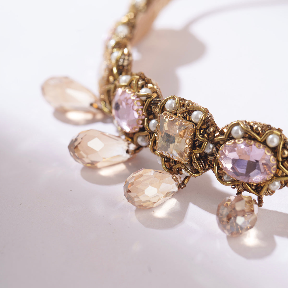 Detail of Deepa Gurnani Handmade Indu Necklace in Pastel multi Color