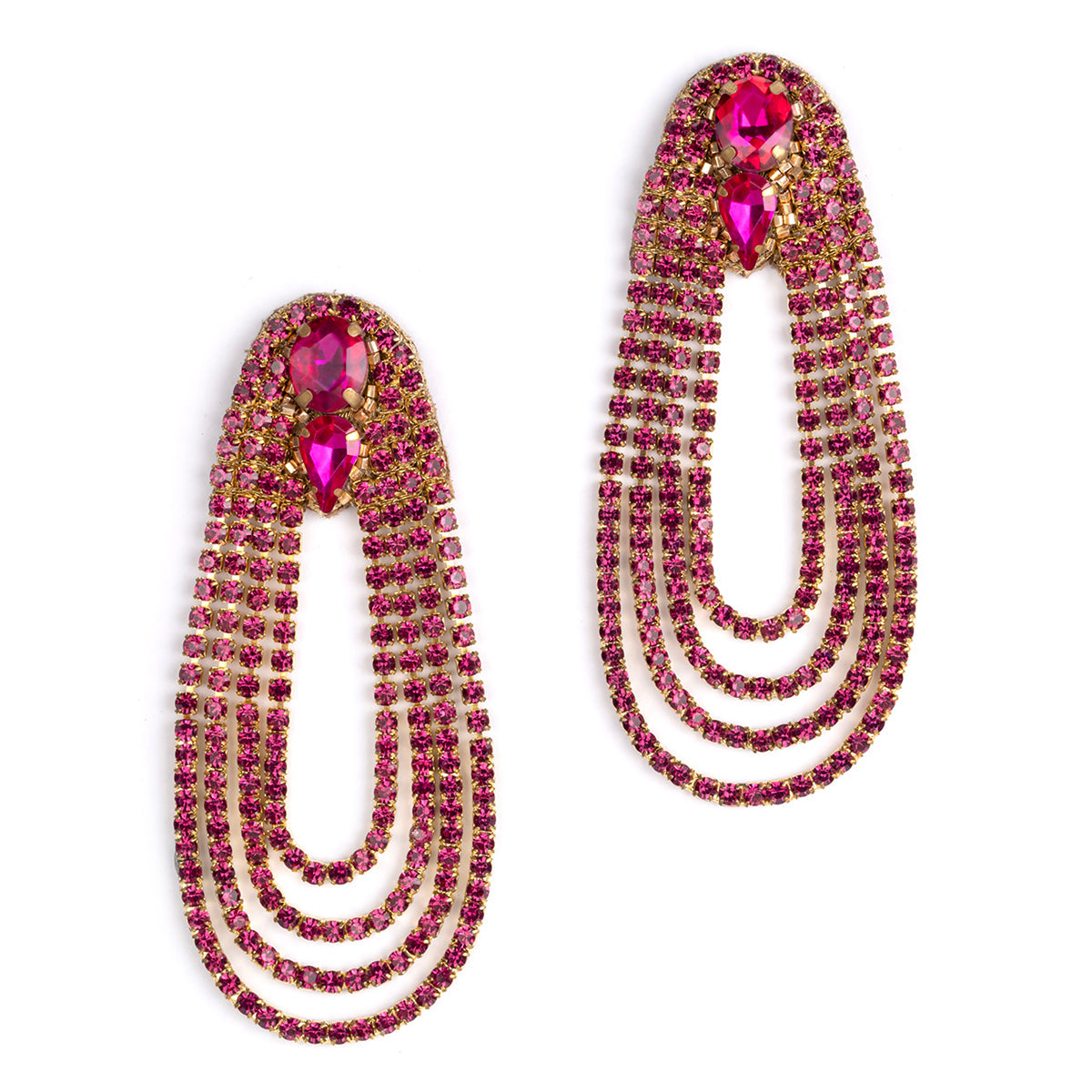 Deepa by Deepa Gurnani Handmade Eliana Earrings in Fuchsia color
