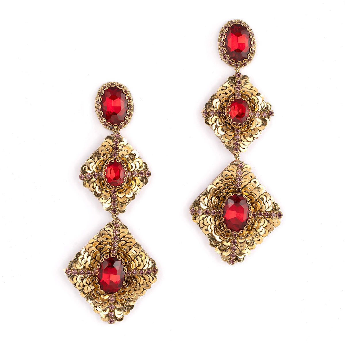 Deepa by Deepa Gurnani Handmade Julia Earrings in Ruby color