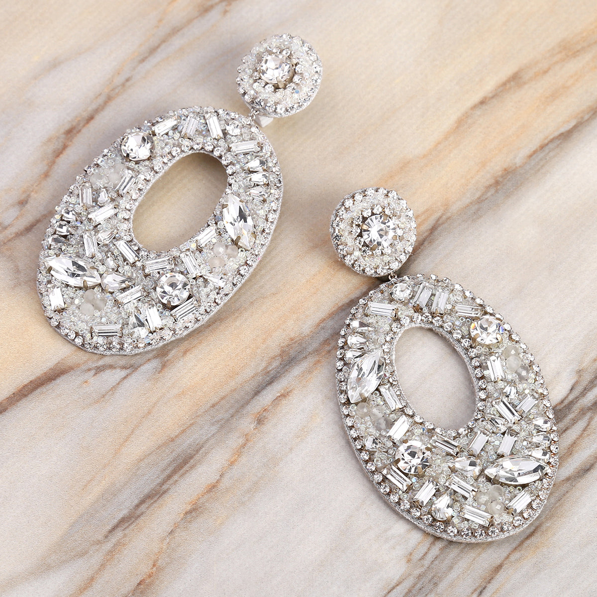 Detail Of Handmade Luxury Lainey Earrings in silver color