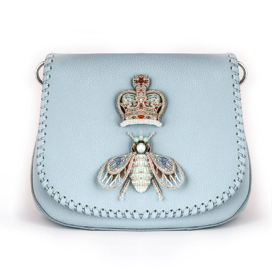 Deepa Gurnani handmade Queen Bee Handbag in Powder Blue color